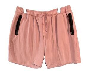 True Craft Men’s Pink Sweat Shorts Drawstring Elastic Waist Zip Pockets 2XL